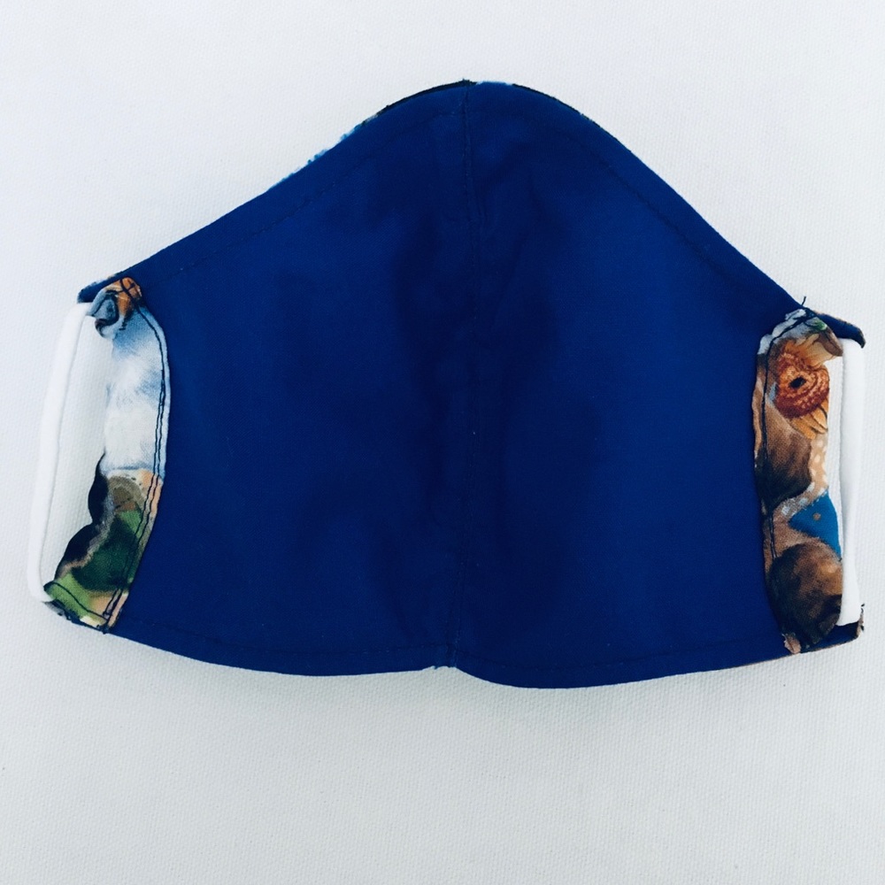 FACE MASK 💯% COTTON DOGS MOTIF BLUE CREAM GREEN - Picture 7 of 9